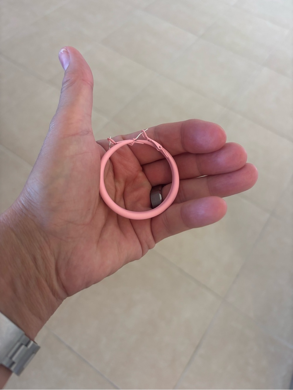 Pink Hoop Earrings - Single Pair